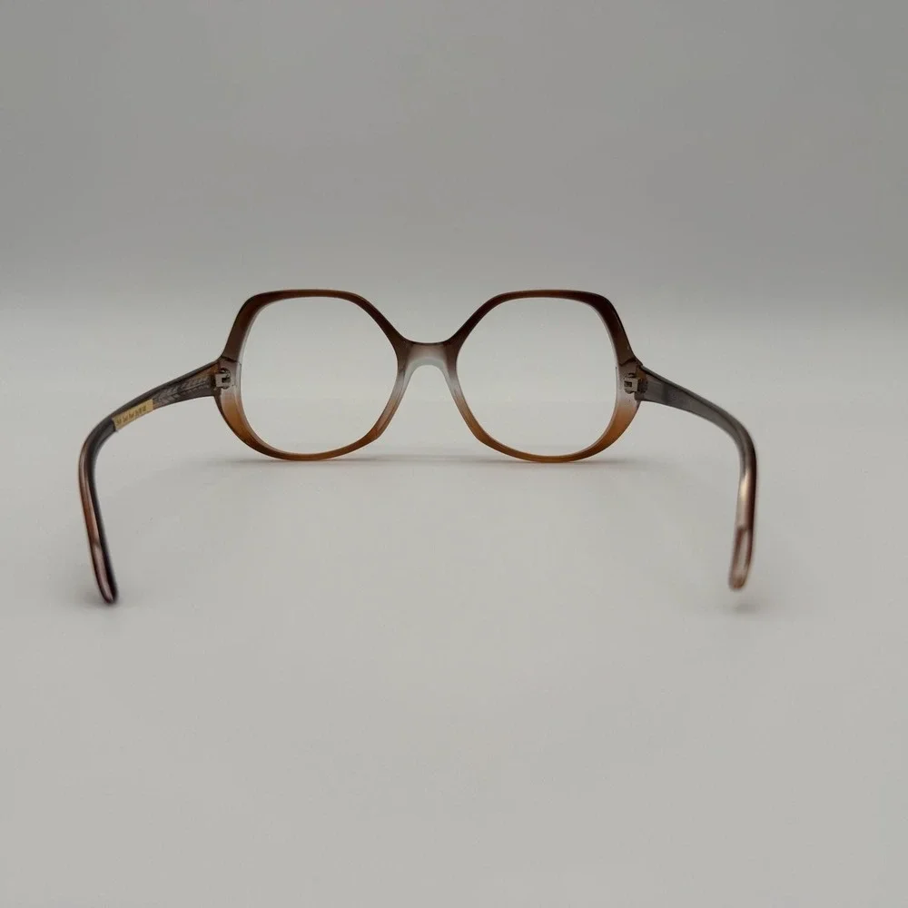 Vintage Univis Eye Mystique CM46 Sand Pearl Geometric Oversized Eyeglasses Frame